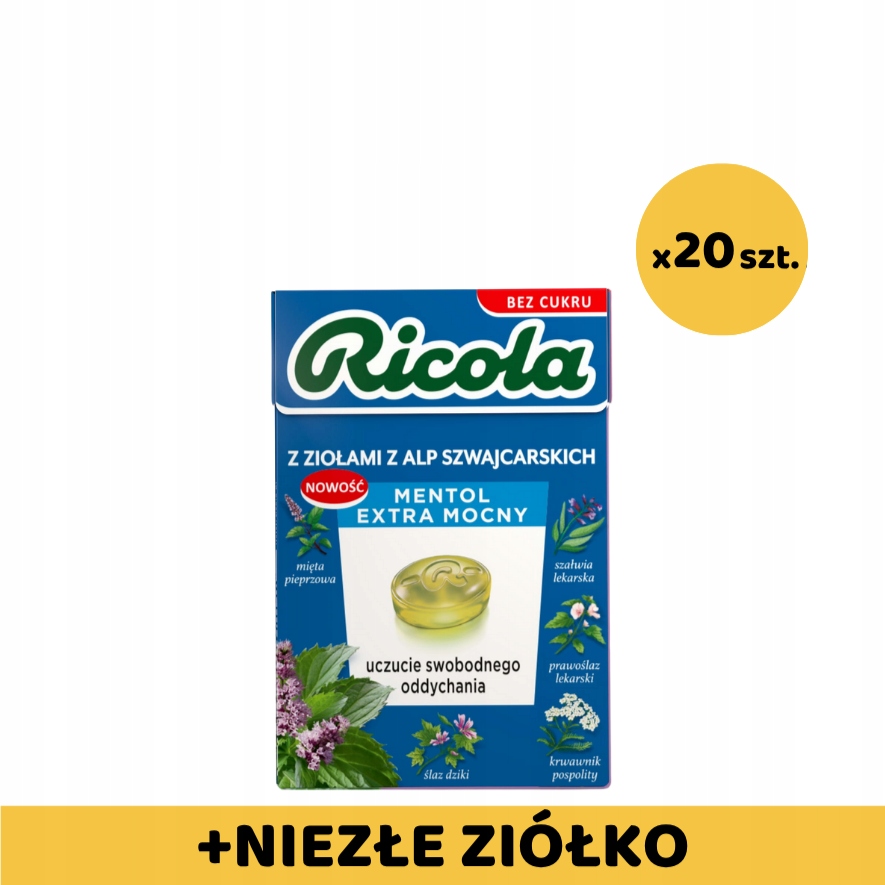Levně Ricola Mentol 27,5 g (souhrnně 20 kusů) Dárek