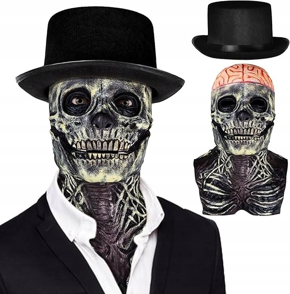 Halloweenská Maska S Mrtvou Lebkou A Kloboukem Pro Cosplay Párty