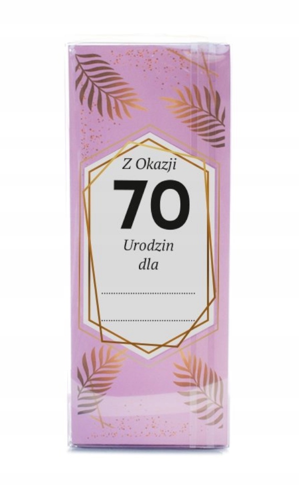 kieliszek urodzinowy do wina różowy w ozdobnym opakowaniu - Z Okazji 70 Urodzin dla... — 4