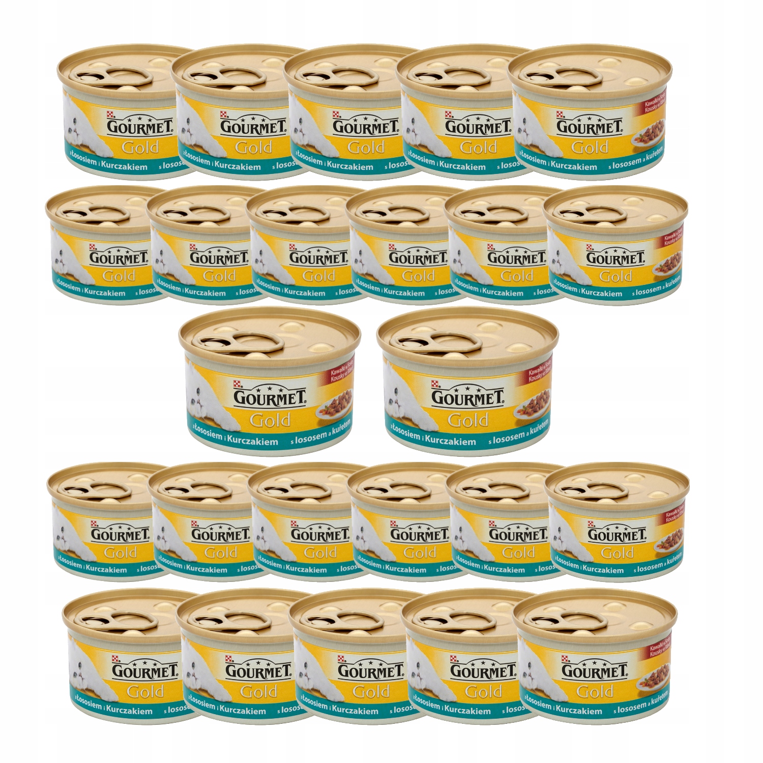 Mokré krmivo pro kočky s lososem a kuřecím masem Gourmet Gold 24x85 g