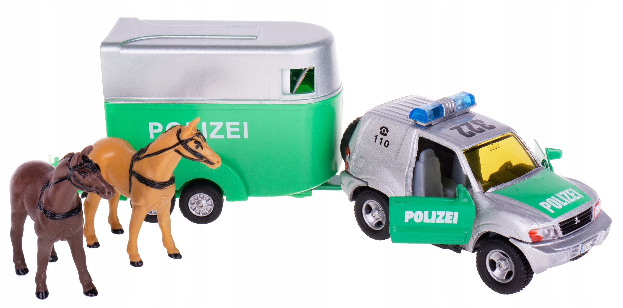

Mitsubishi Pajero Policja 1:32 Przyczepka Z Końmi