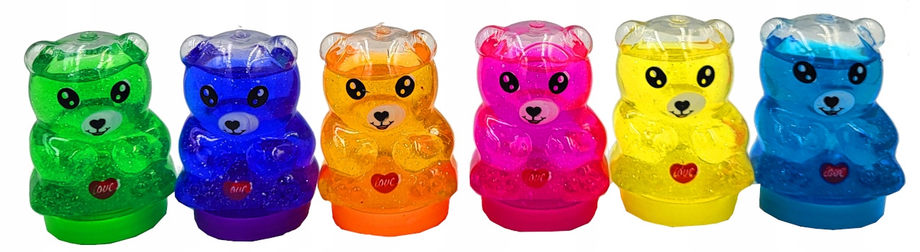 6 szt SLIME masa plastyczna kolorowa sensoryczna misie misio żelowa glut