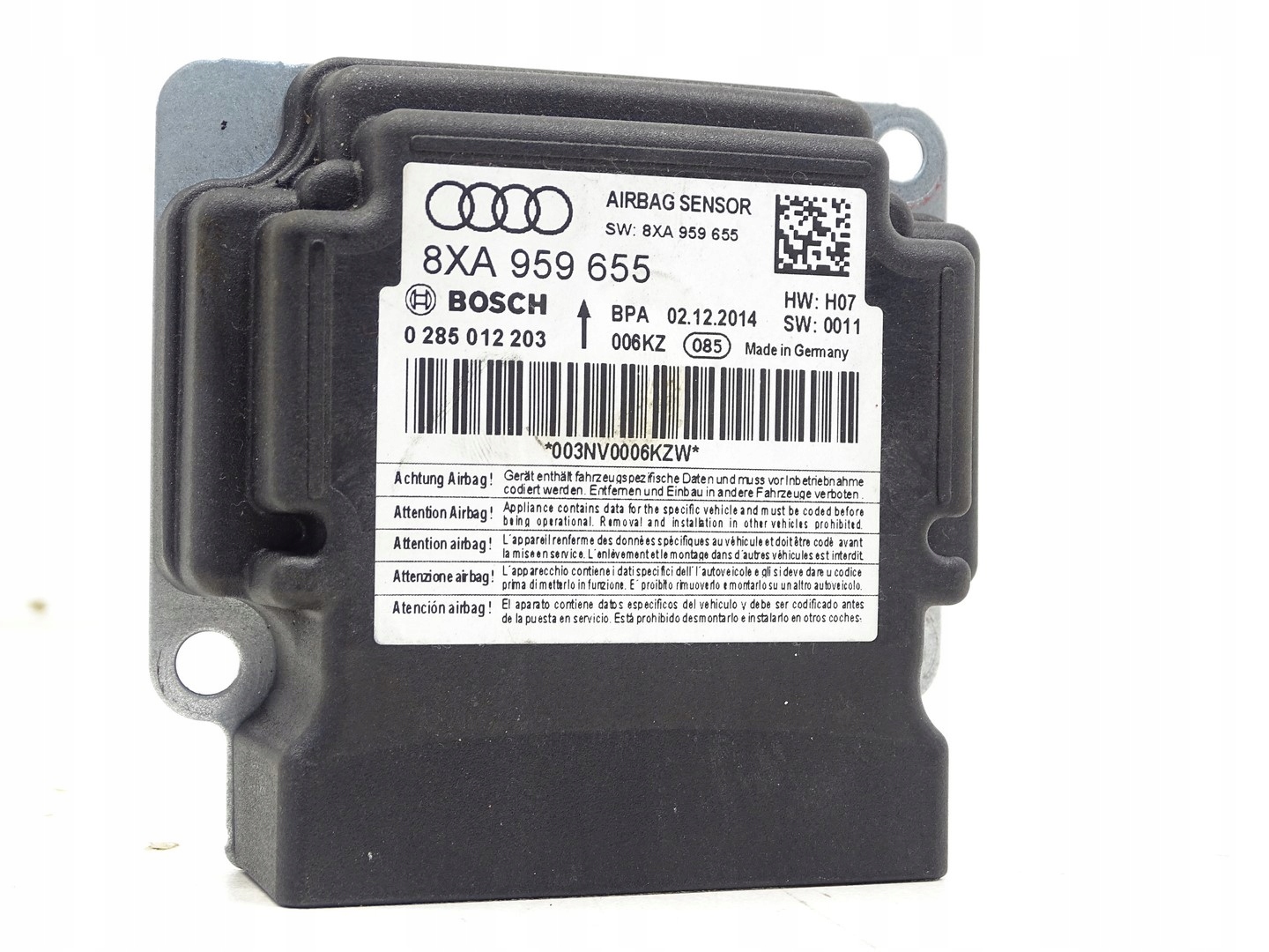 modulo SENSOR airbag POWIETRZNYCH airbag AUDI A1 8X 8XA959655