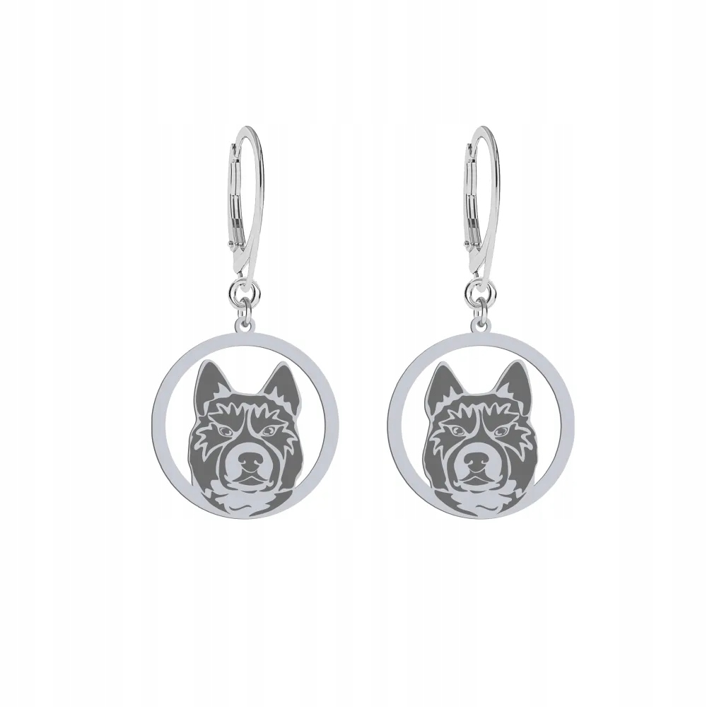 Stříbrné Náušnice s Karlským psem na medvědy 925 Žena Gravírování Bonus