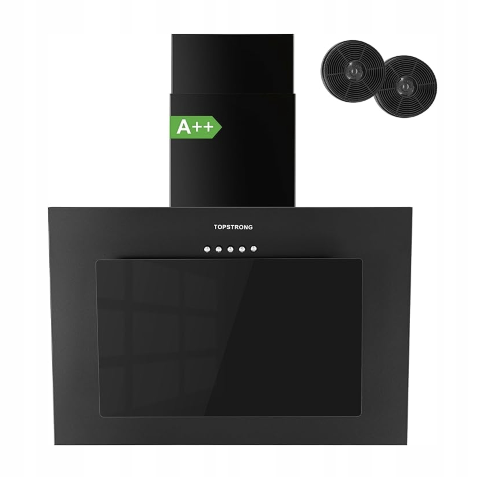 TopStrong Okap kuchenny 60 cm, o dużej mocy 350 m³/h, Czarny filtr węglowy