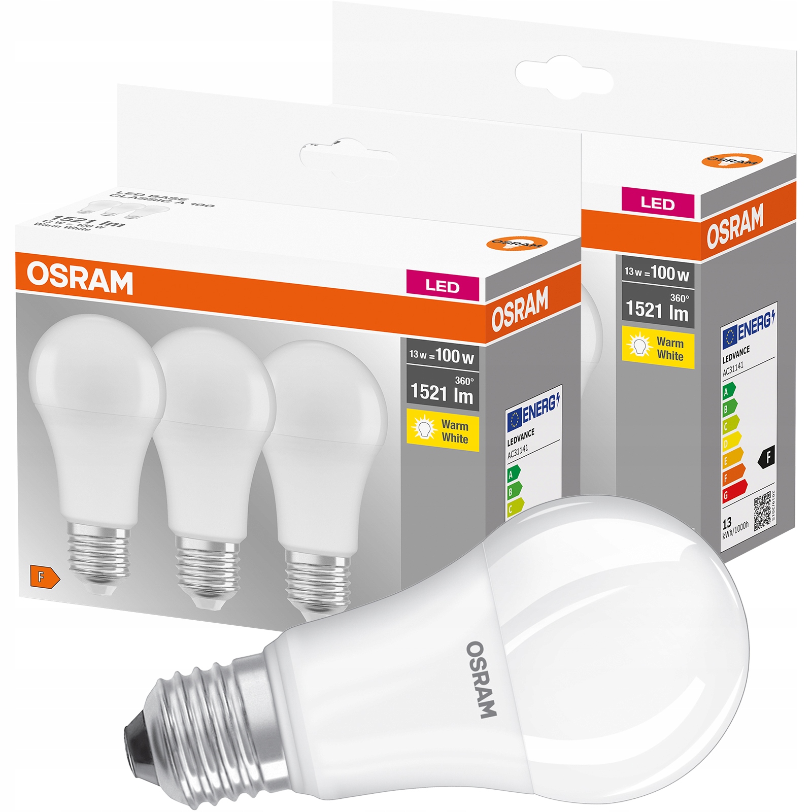 

6x Żarówka Led E27 A60 13W 100W 1521lm Osram