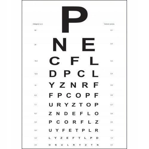 

Tablica Snellena litery (kartonowa)