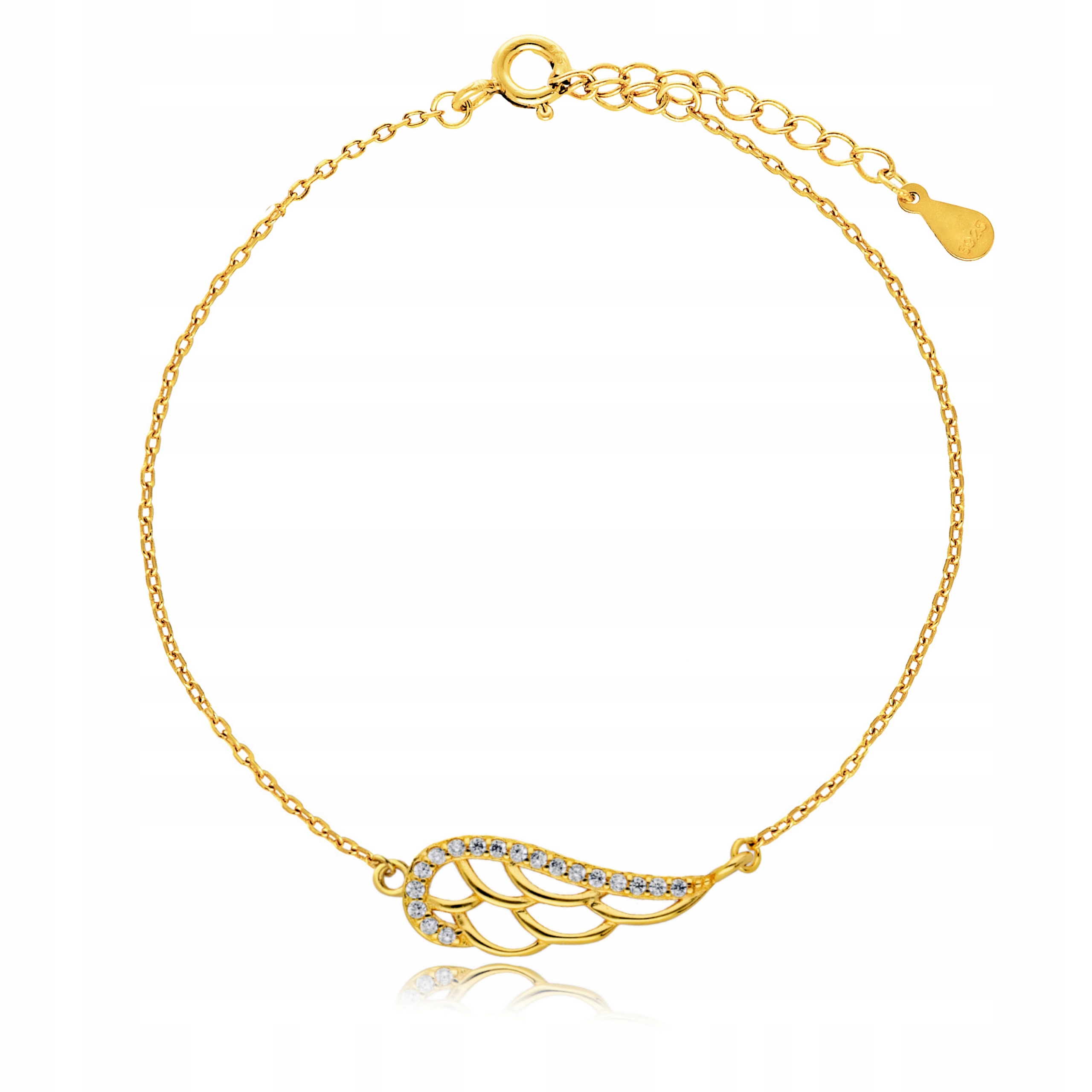 

Złota Bransoletka 925 Celebrytka Skrzydło Grawer