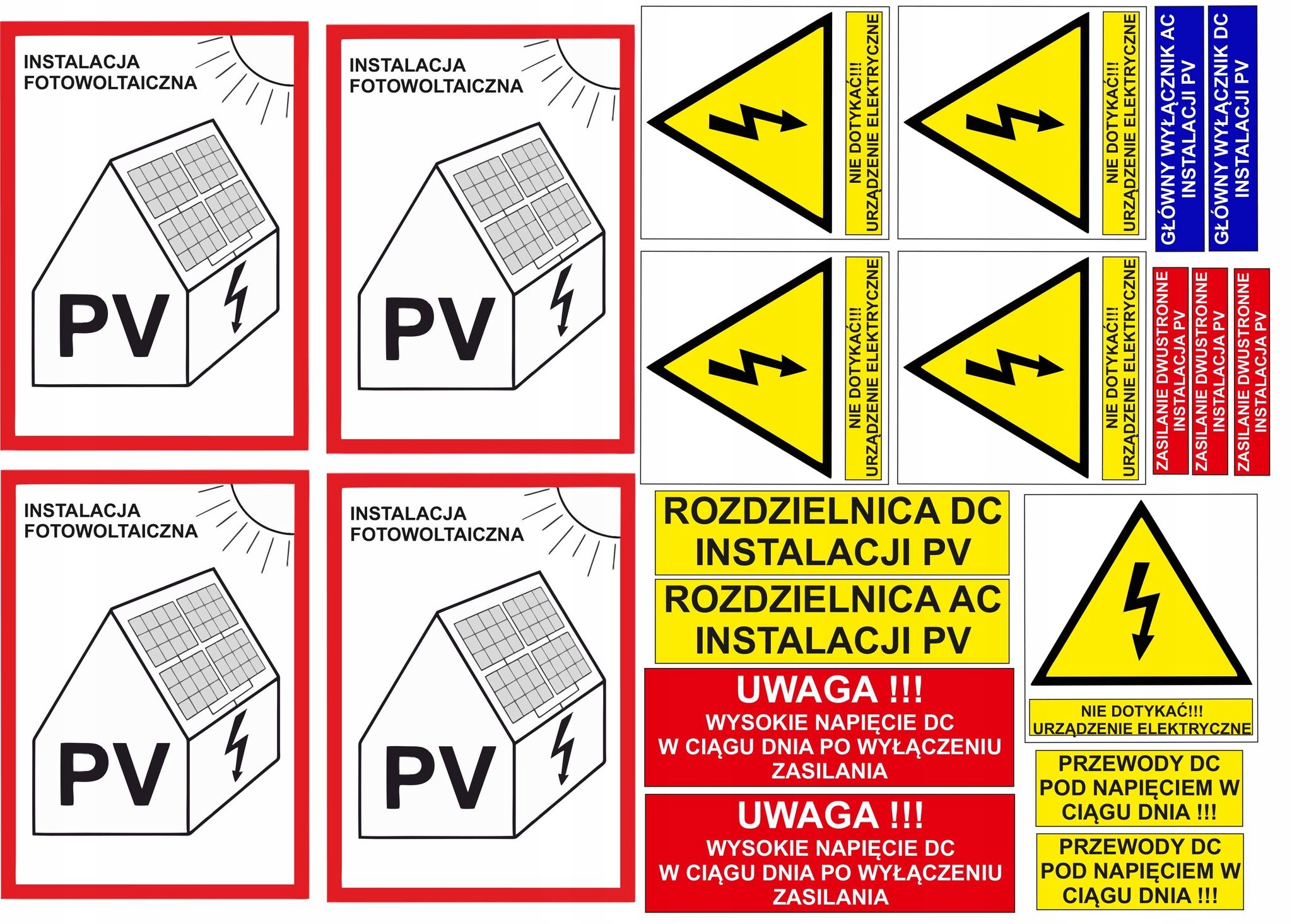 NOWE wymogi naklejki elektryczne FOTOWOLTAIKA PV