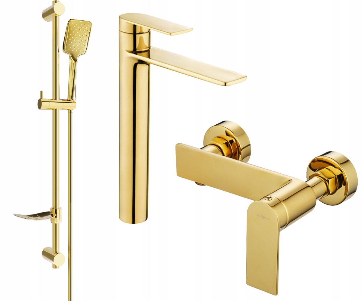 Mexen Zero DF62 Zlatá Sprchová Súprava s Nastaviteľným Držiakom
