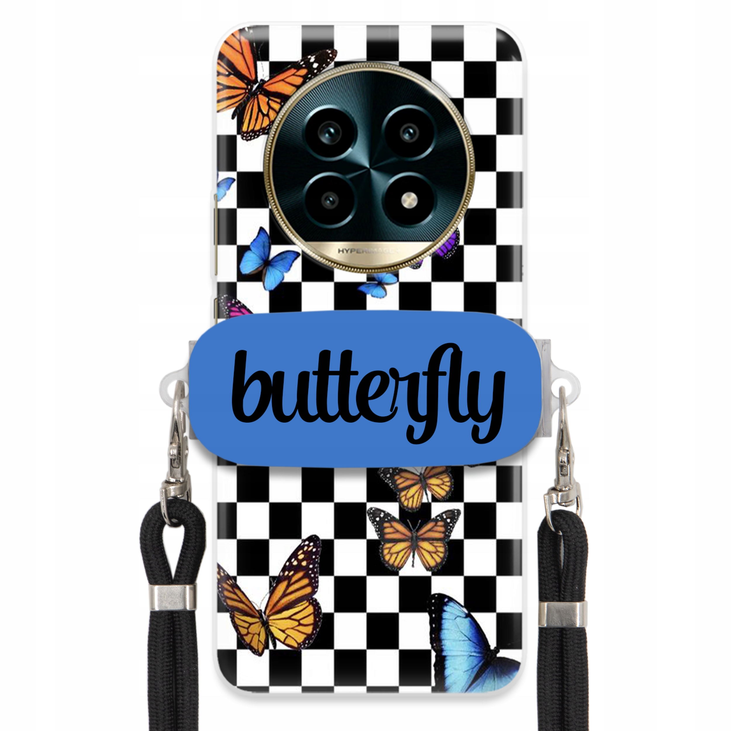 Pouzdro Pro Realme 13 Pro 5G Case Obdélníkový Úchyt Vodítko Butterfly Motýli