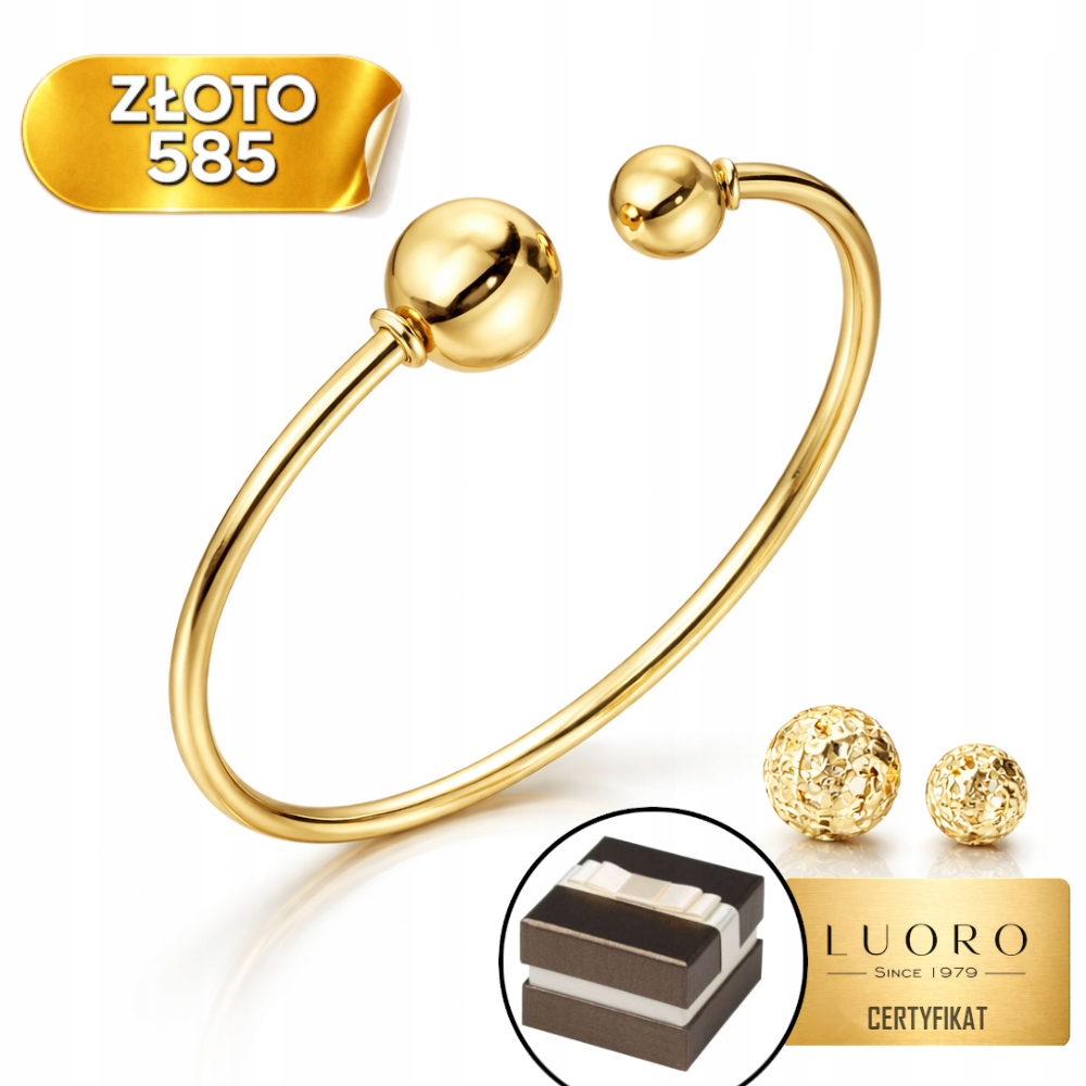 Náramek Zlatý 585 14K Tuhý, Sada Vyměnitelných Diamantových Kuliček