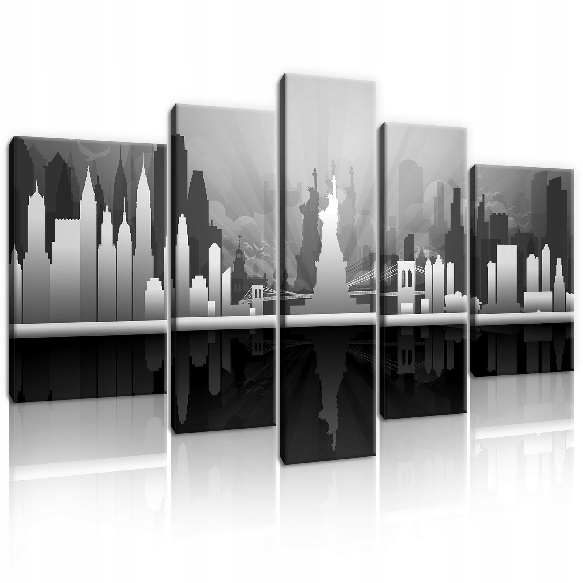 Obraz 170x100 New York Socha svobody panorama města černobílý
