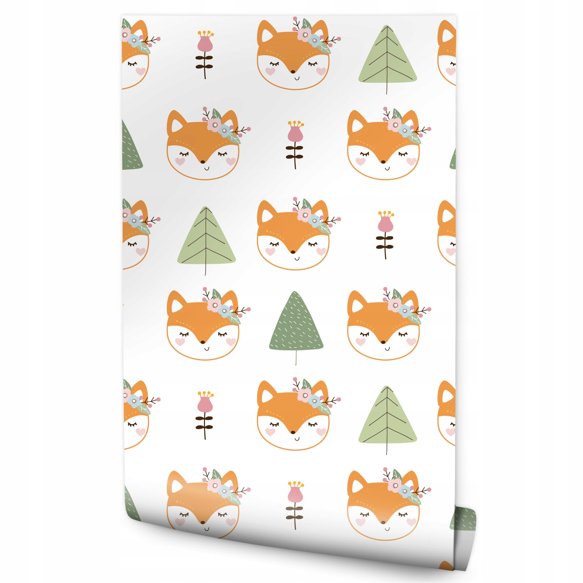 Tapeta do dívčího pokoje, lišky, květiny, stromy