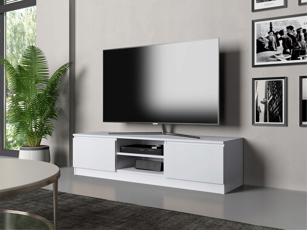 SZAFKA RTV STOLIK POD TELEWIZOR SZAFKA STOJĄCA MEBLE BIEL MAT 140 cm Kolor mebla biały