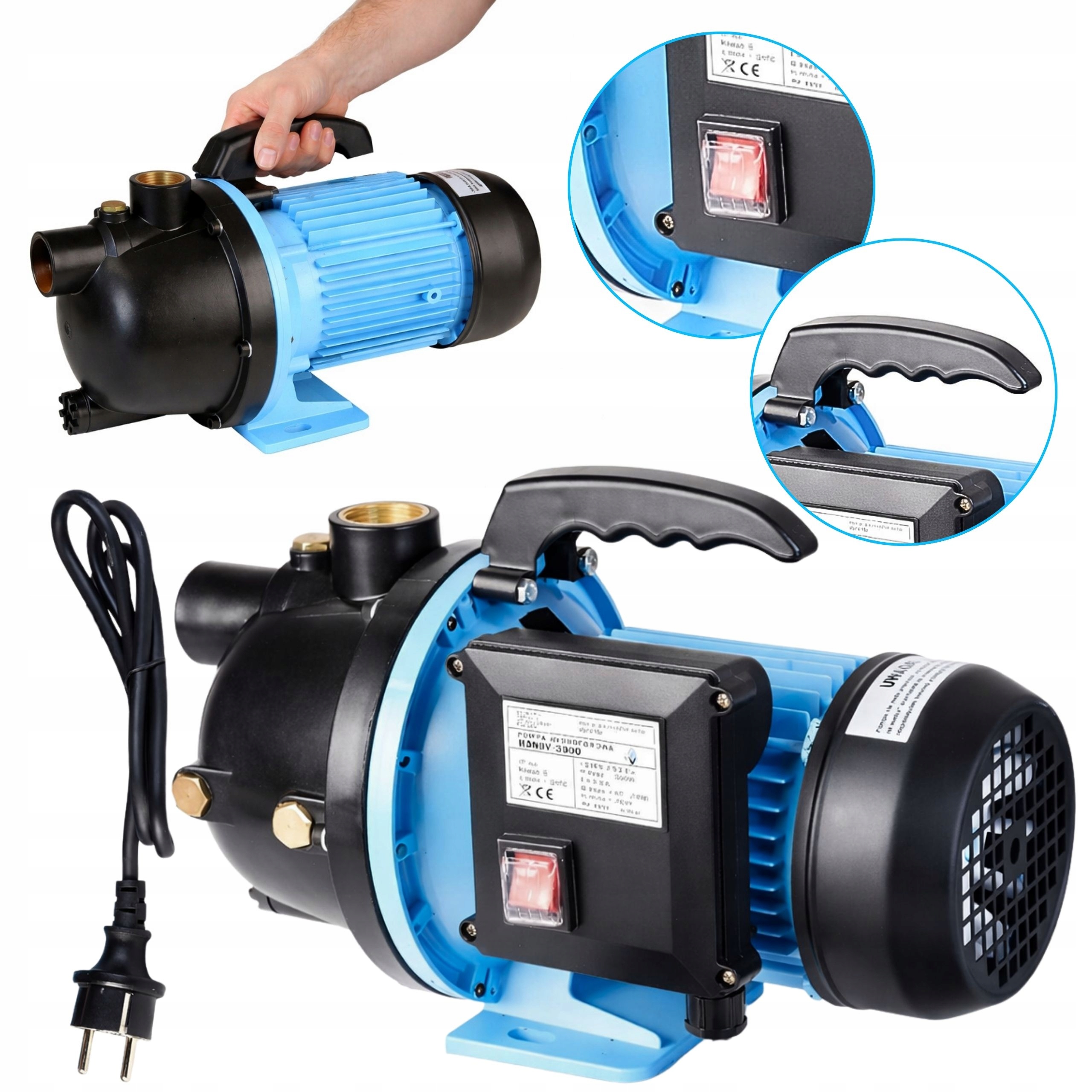 Sací Zahradní Čerpadlo 550 W 50 L/min Pro Zavlažování Vody S Rukojetí Vypínač