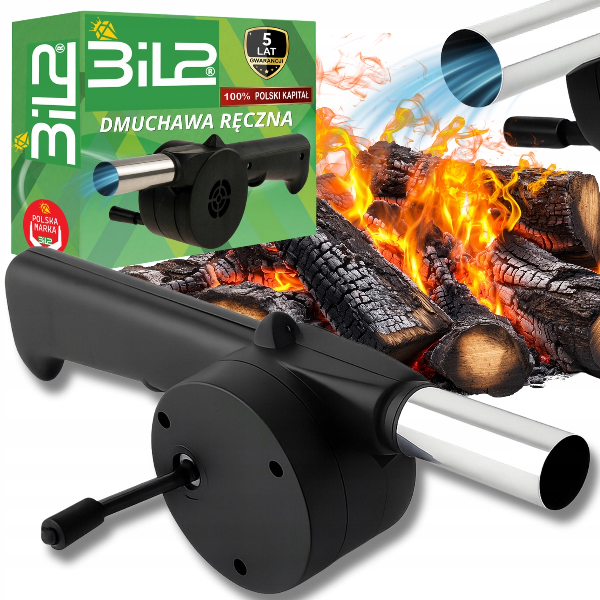 Dmuchawa Ręczna BiL2 Do Rozpalania Grilla Kominka Ogniska Pieca Grillowa