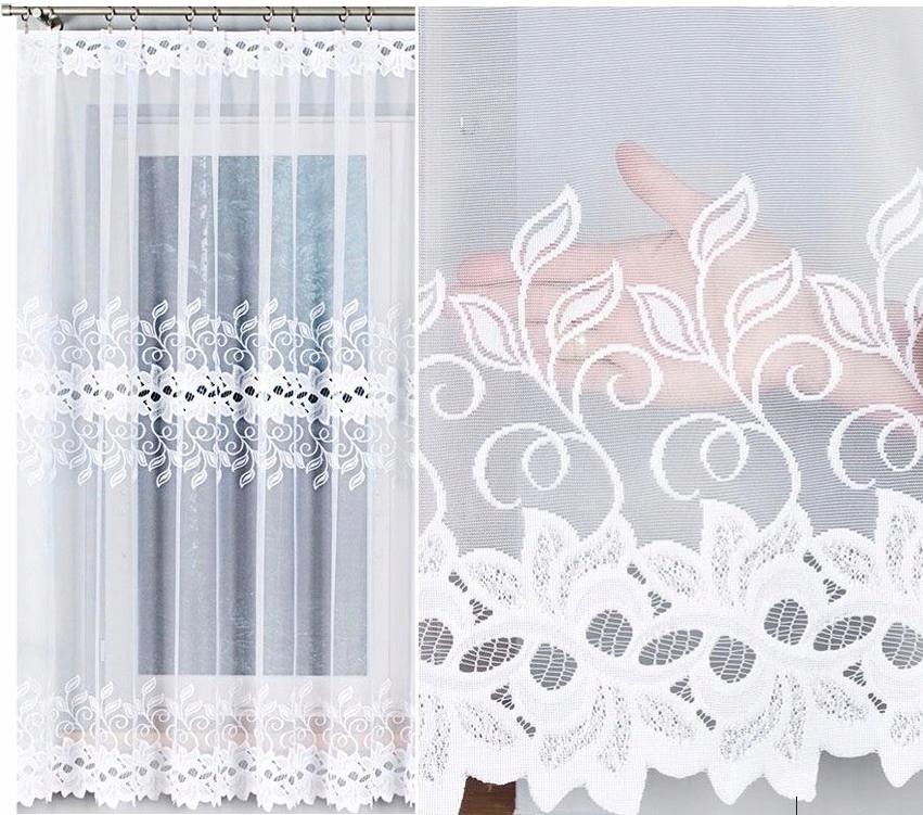 Bastia firana żakardowa wzór 648107 500x180cm prosta (gotowa) z obszyciem