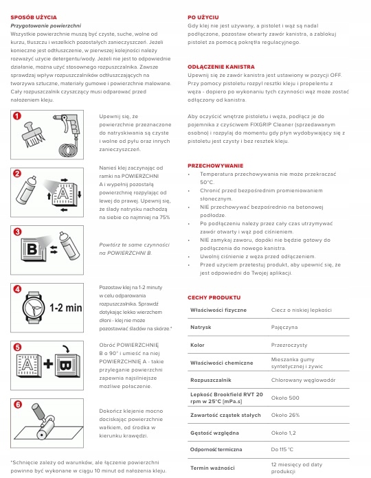 KLEJ DO PODSUFITKA AUTO FIX GRIP 22 SPRAY PROFESJONAL 500ml TEMP. 110 C Typ samochodu 4x4/SUV Autobusy Niezdefiniowany Samochody ciężarowe Samochody dostawcze Samochody kempingowe Samochody osobowe