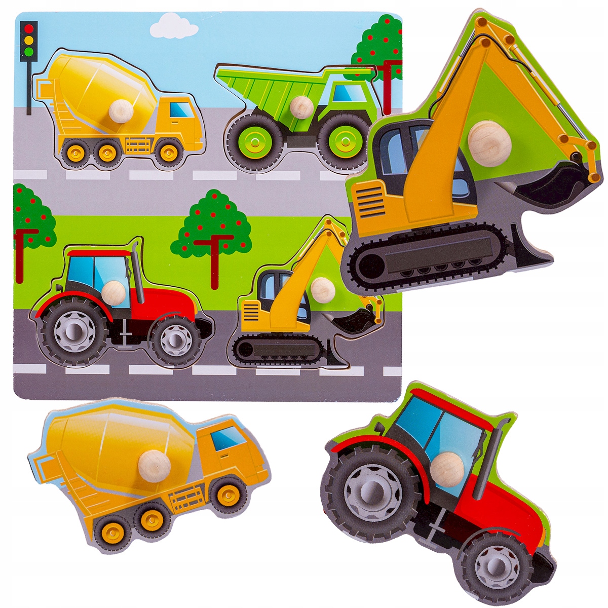 

Układanka Drewniana Z Uchwytami Pojazdy Samochody