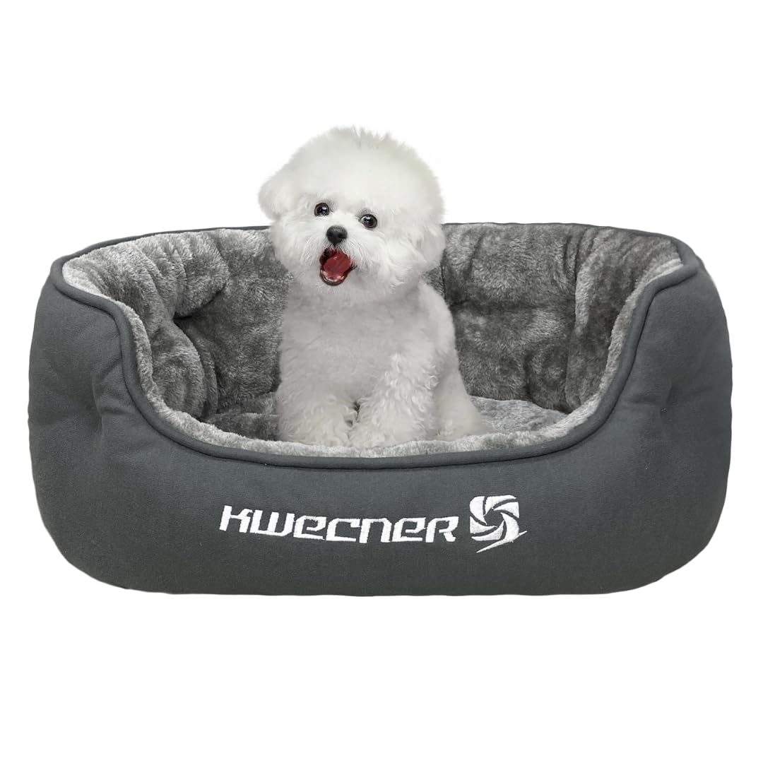 Levně Kwecner Pelíšek pro malé psy a kočky Šedé Měkké Protiskluzové