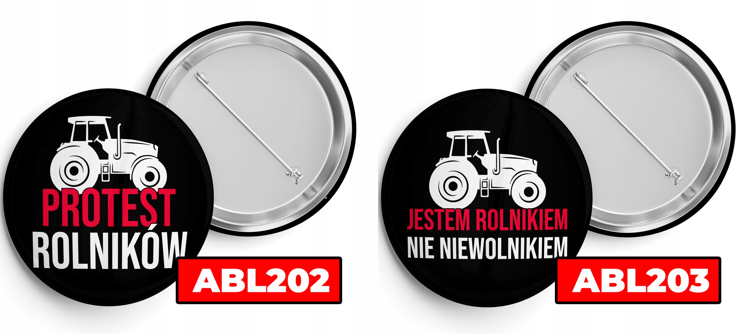 PRZYPINKA 44mm AGRAFKA STRAJK PROTEST ROLNIKÓW SOLIDARNI Z ROLNIKAMI WZORY Marka Inna