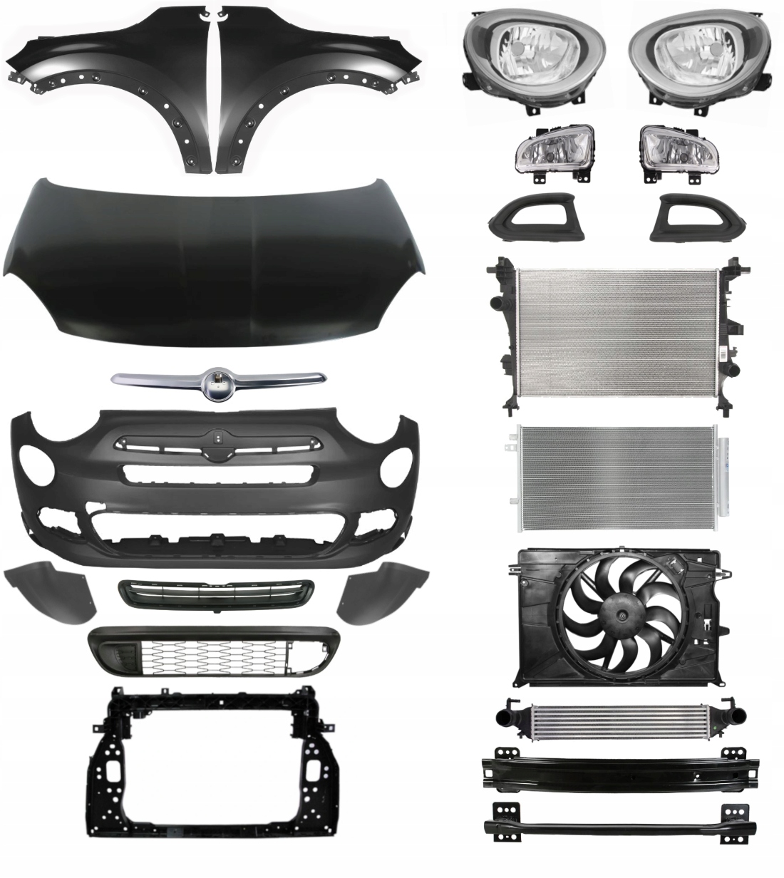 Fiat 500X 14- Zderzak Pas Maska Błotnik ZESTAW CZĘŚCI