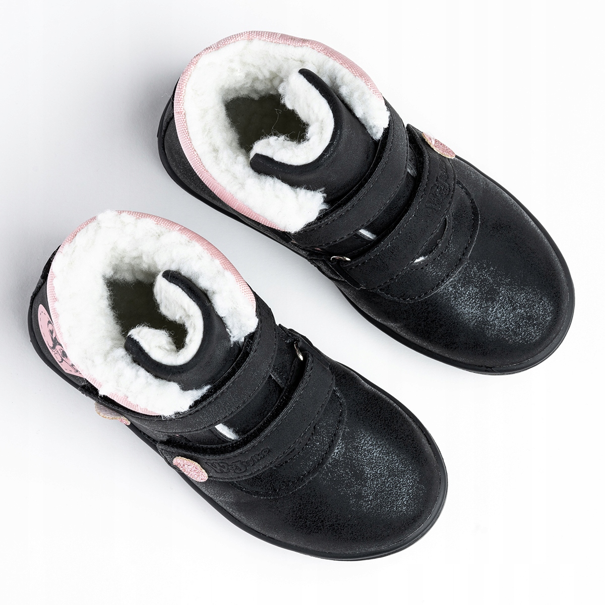 Trzewiki dziewczęce OCIEPLANE kożuszek piękne botki na RZEPY Wojtyłko Materiał skóra ekologiczna