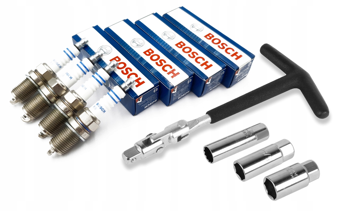 4x ŚWIECA ZAPŁONOWA BOSCH + KLUCZ Z NASADKAMI