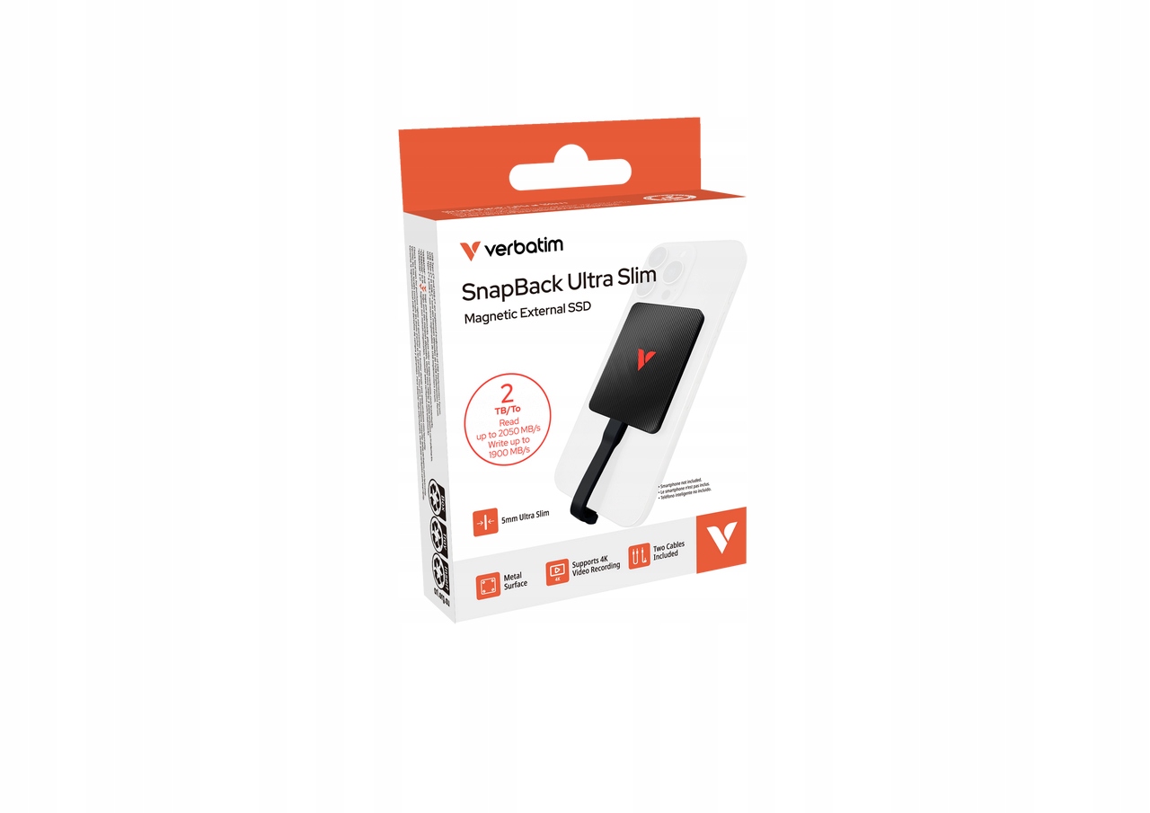 Dysk Ssd zewnętrzny Verbatim SnapBack Ultra Slim Ssd 2TB 2000GB czarny
