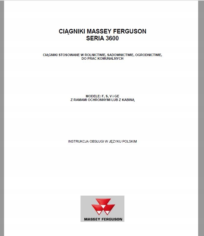 Instrukcja obs Massey Ferguson 3625 3635 3645 3655
