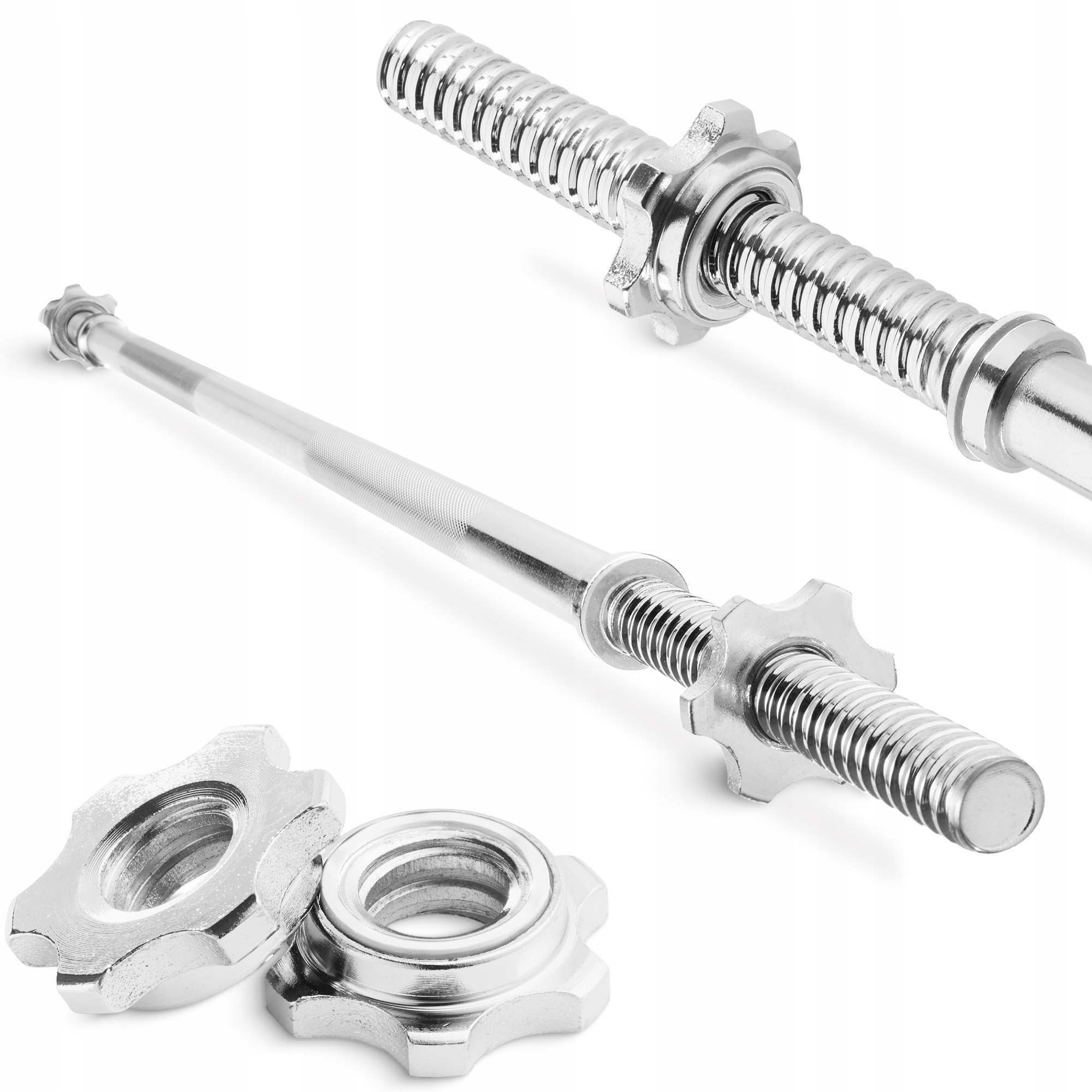 Rovná Osa Ocelový Plný Chromovaný Závitové Svorky Činka 150 CM