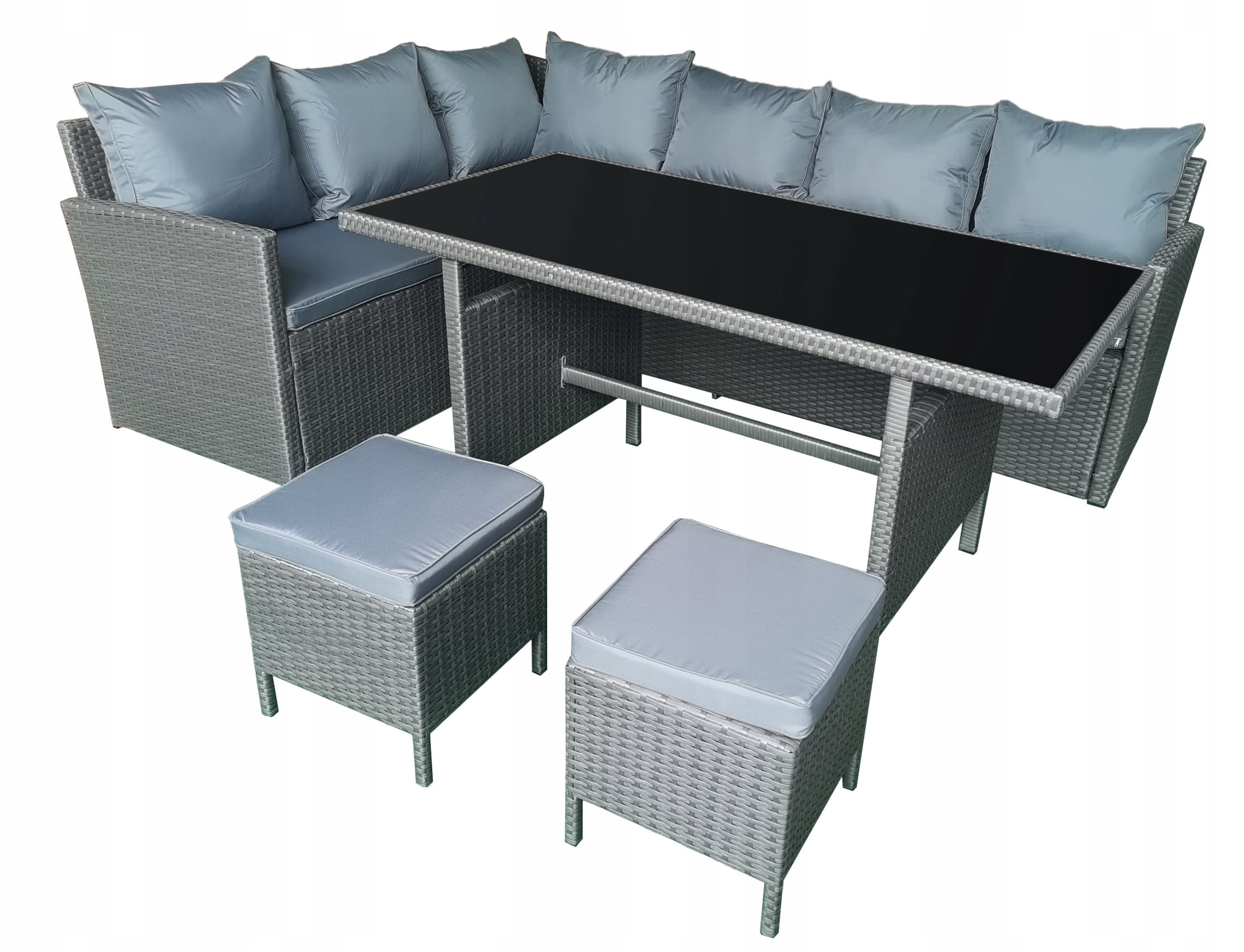 Duży narożnik ogrodowy szary STESSO wysoki stół