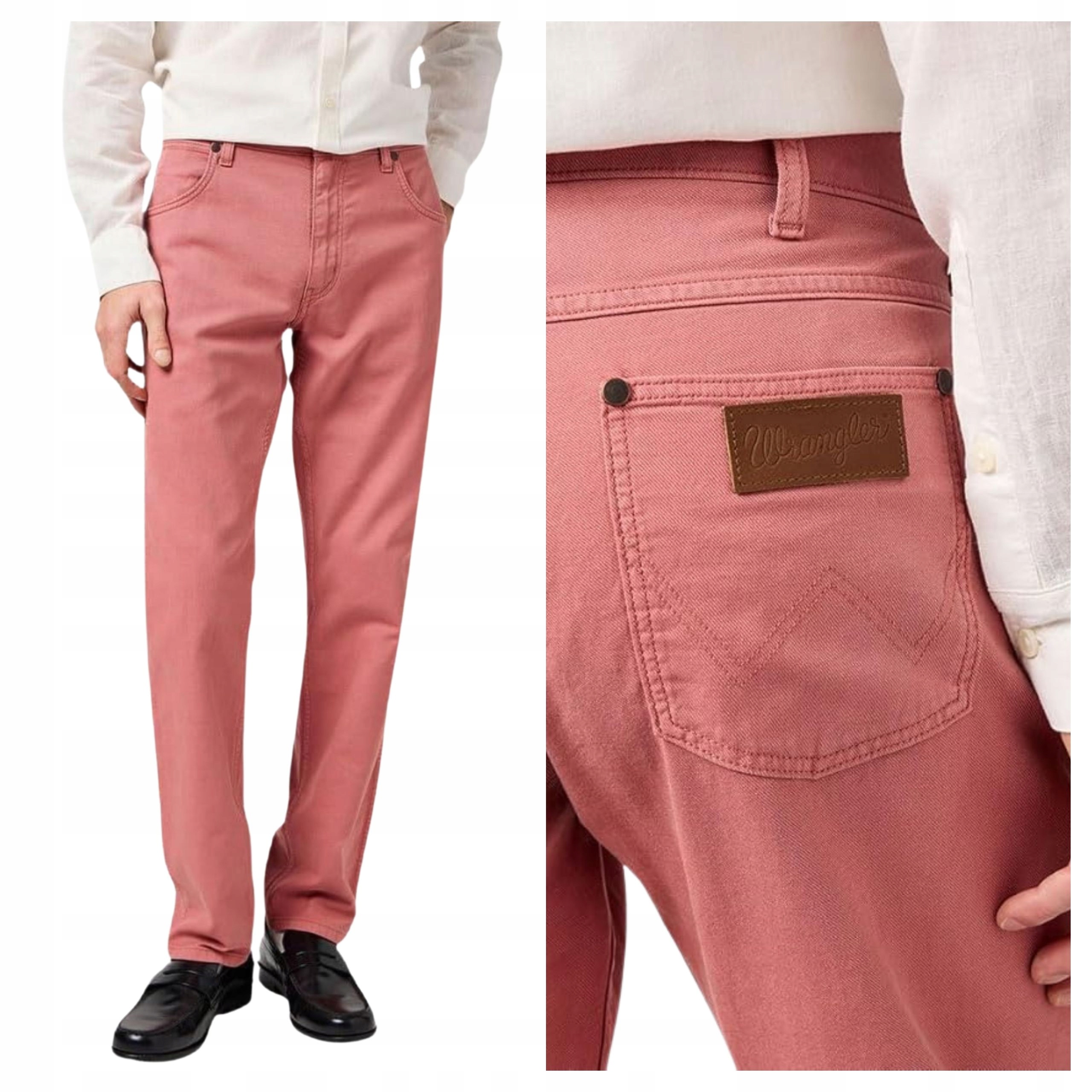 Pánské kalhoty Wrangler Greensboro Džínové Bavlněné Růžové W33 L34