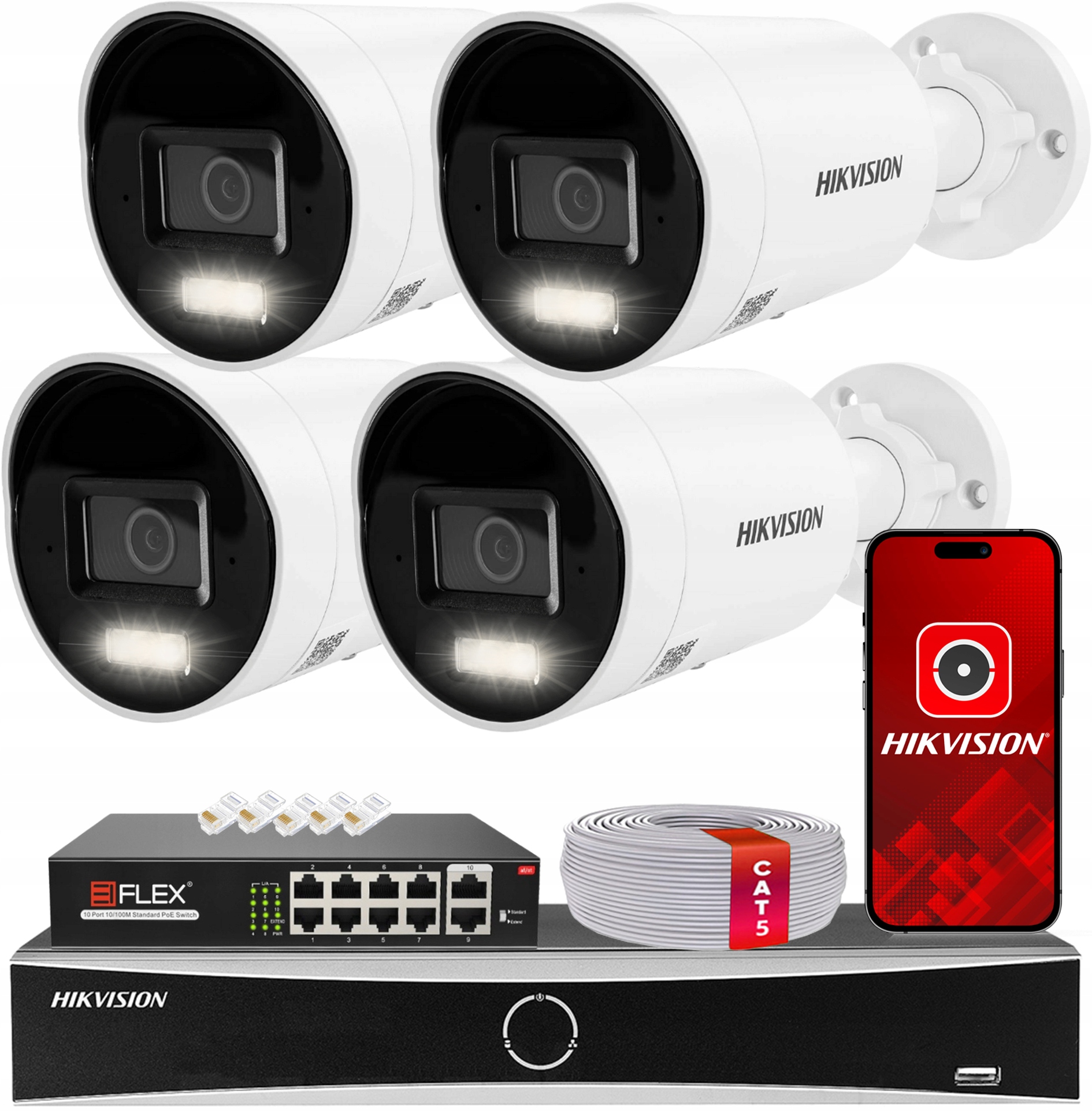 Sada na monitorovanie 6MPx 4 kamier DS-2CD2063G2-LI2U AcuSense Hikvision
