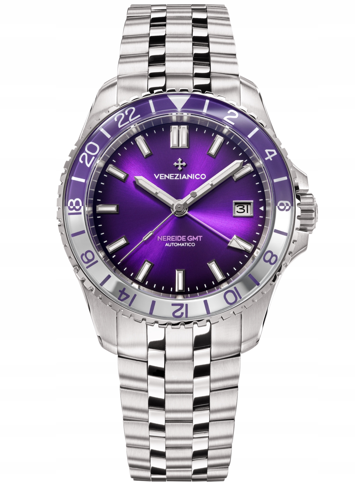 Nowy Zegarek Męski Venezianico 3521512S Nereide Gmt 39 fioletowy
