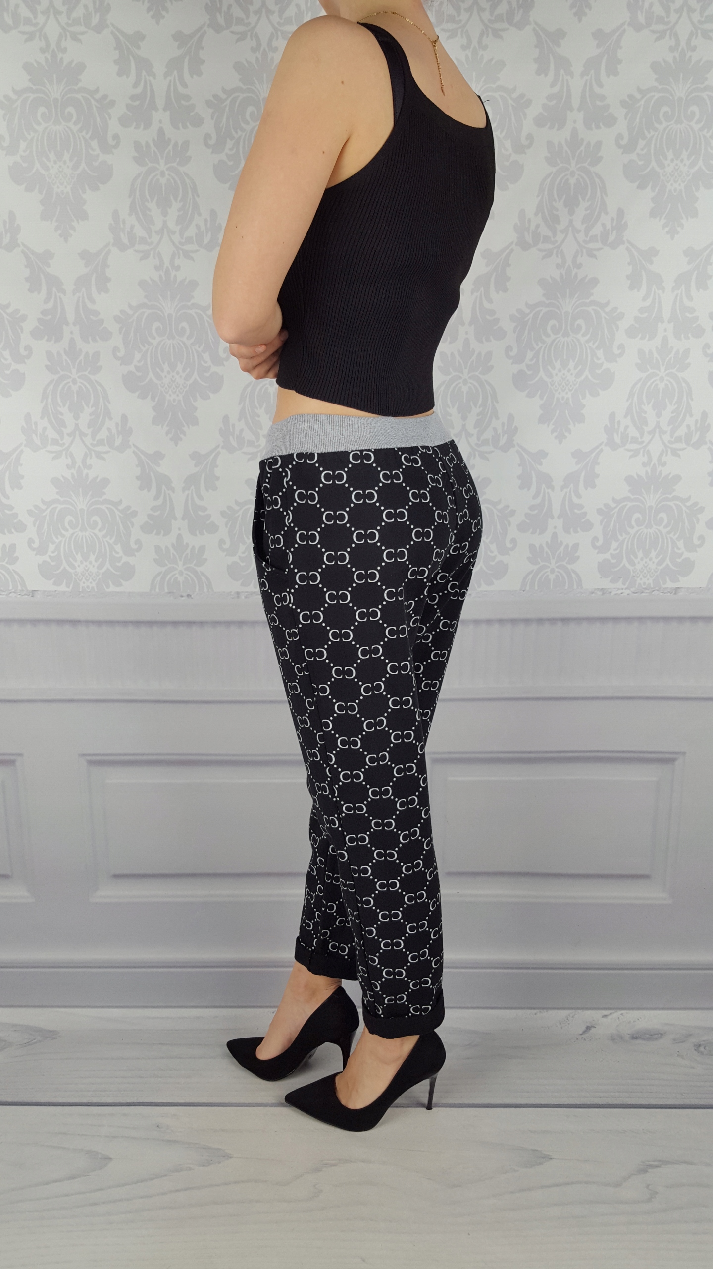 WYGODNE - SPODNIE - DRESOWE - KWIATY - BAWEŁNIANE Wzór dominujący inny wzór