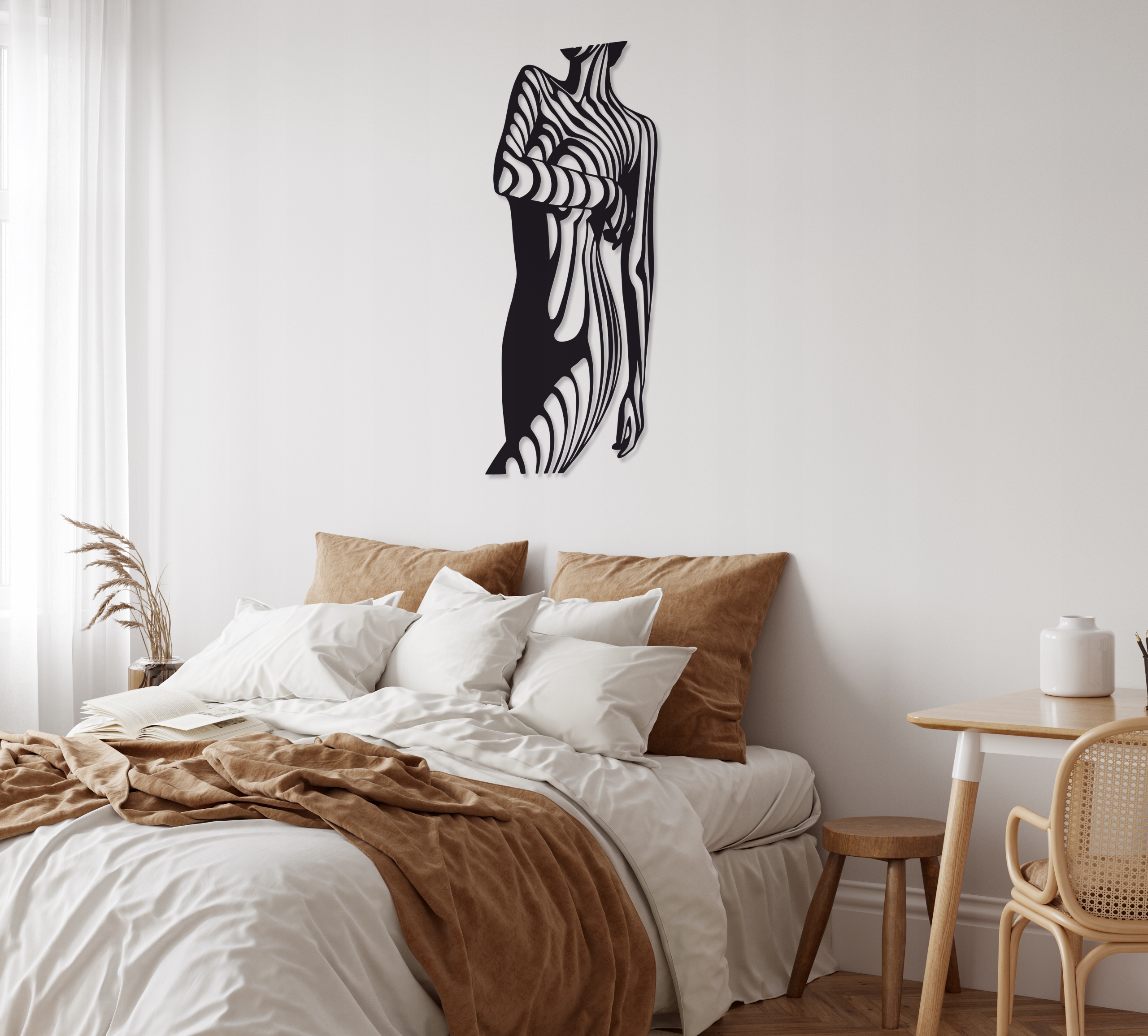 DREWNIANA DEKORACJA ŚCIENNA DO KUCHNI POSTAĆ OBRAZ Wysokość produktu 60 cm