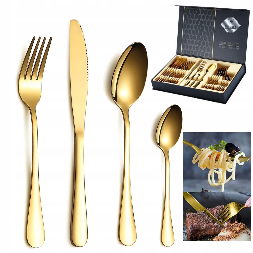 Sada Příborů Sada Z Nerezové Oceli 24 Ks. 6 Osob Kufr Příbory