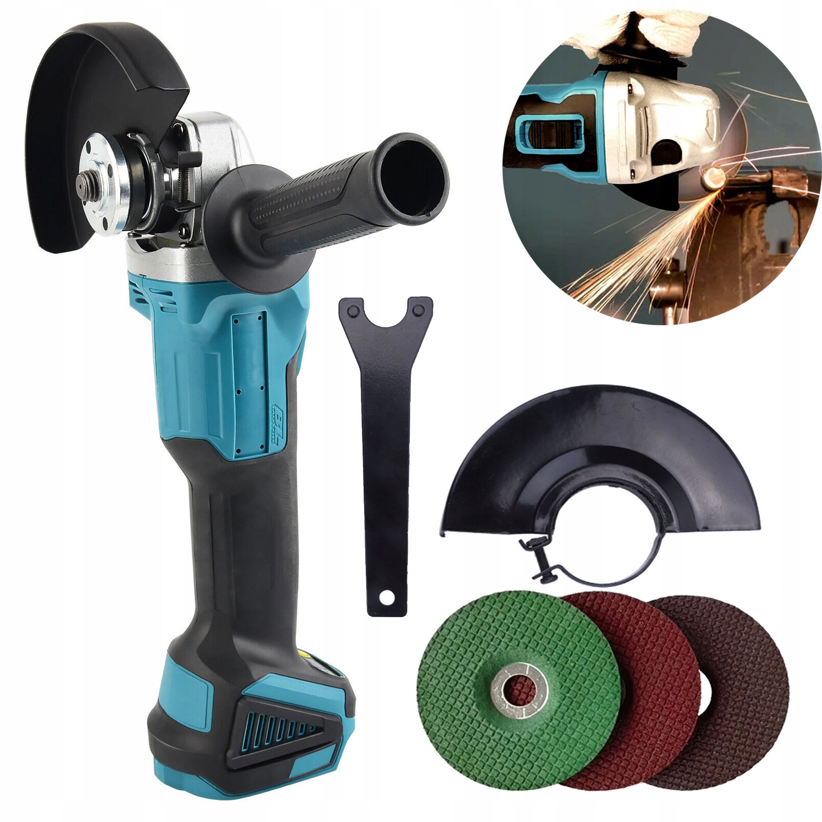 Přenosná Aku Úhlová Bruska Lehká, Výkonná, 125 MM, Bruska 18 V