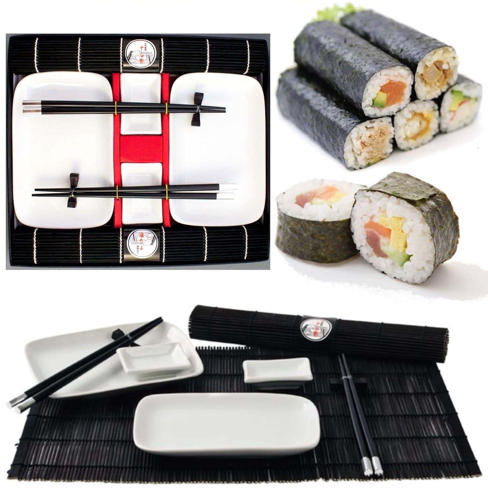 Levně Sada keramiky pro podávání Sushi Set Černá pro 2 osoby Dárek Proorient