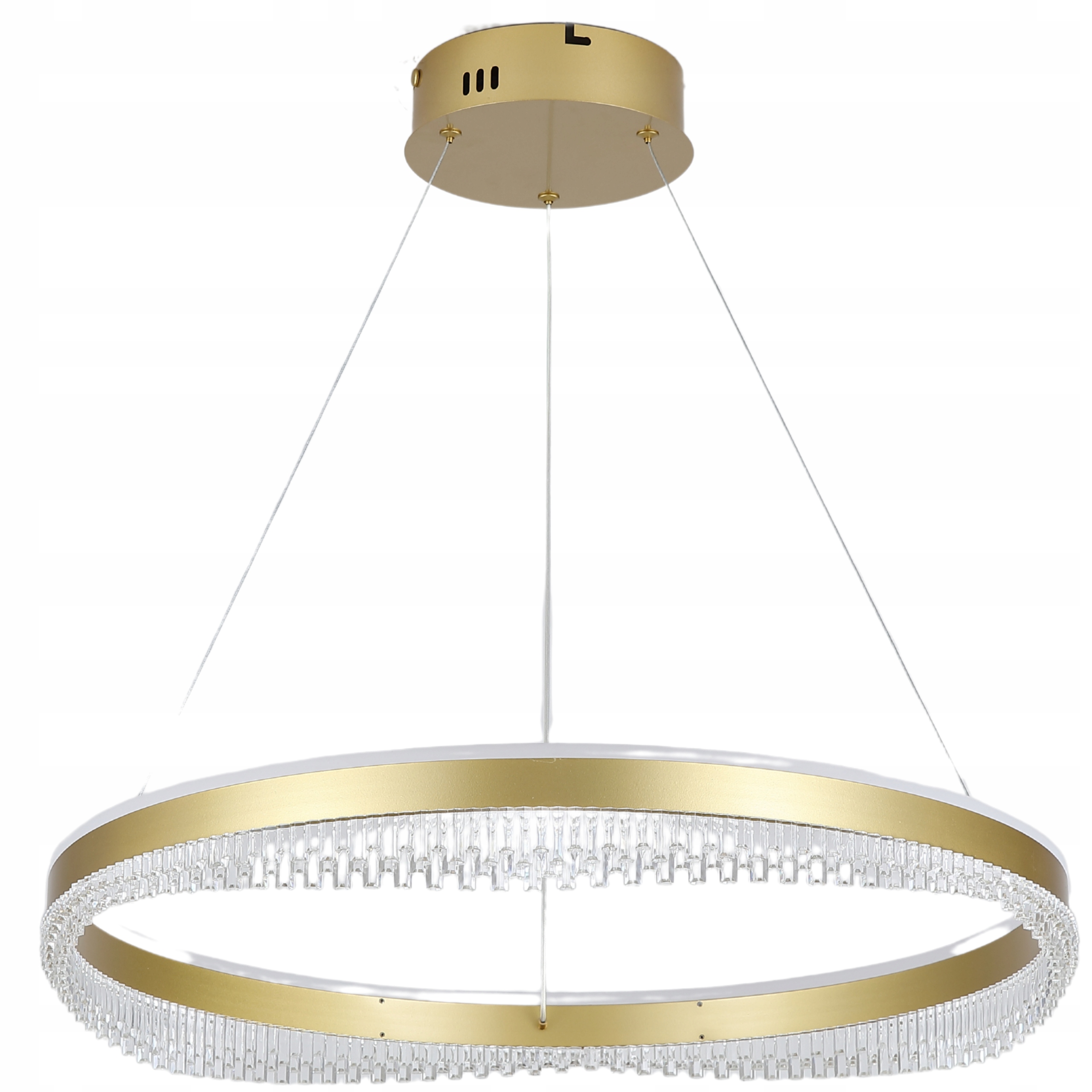 Lampa Sufitowa Led Plafon Wisząca Żyrandol ring złoty pilot