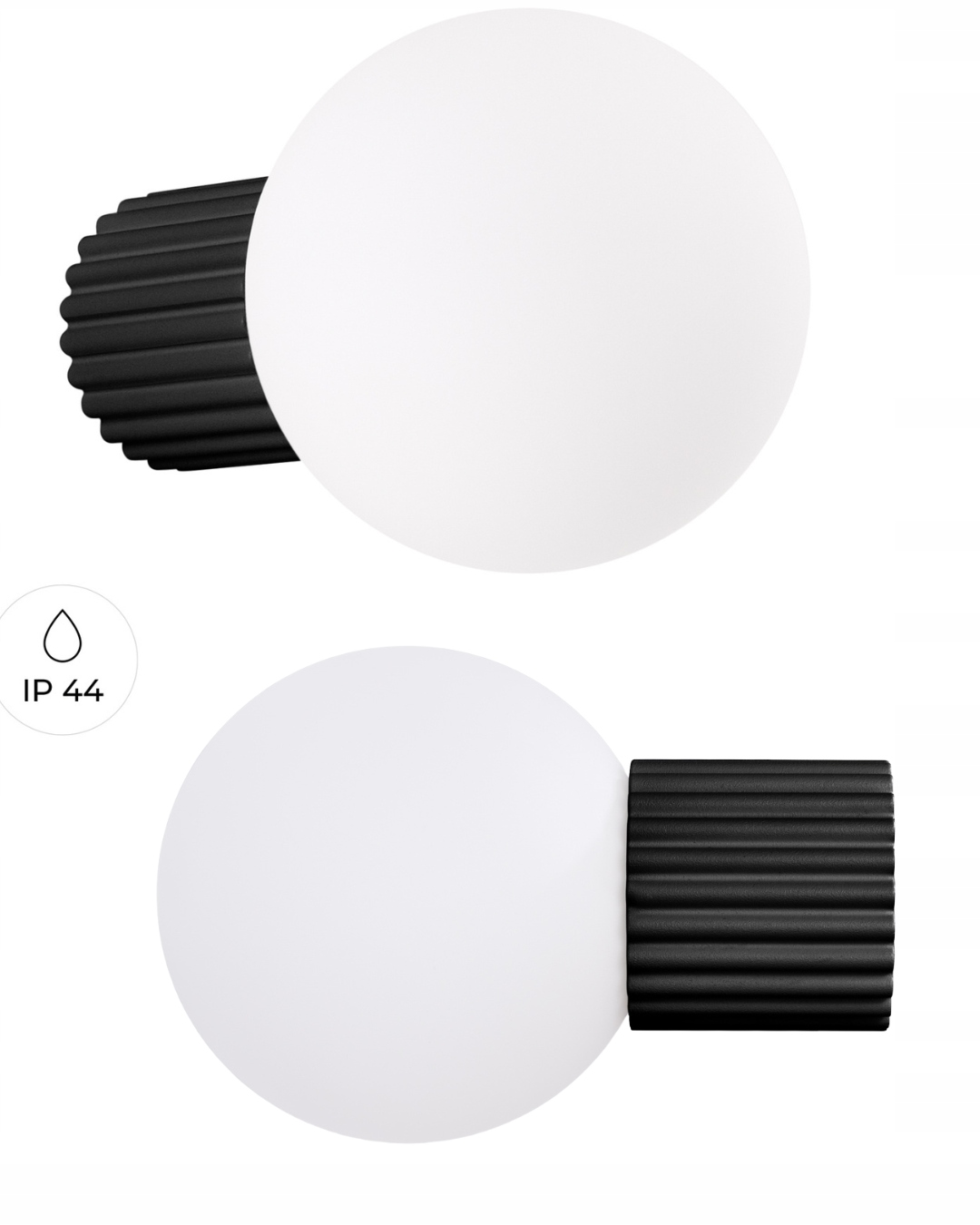 Kinkiet czarny tuba z kloszem Halo Lampa ścienna do łazienki IP44 Kula