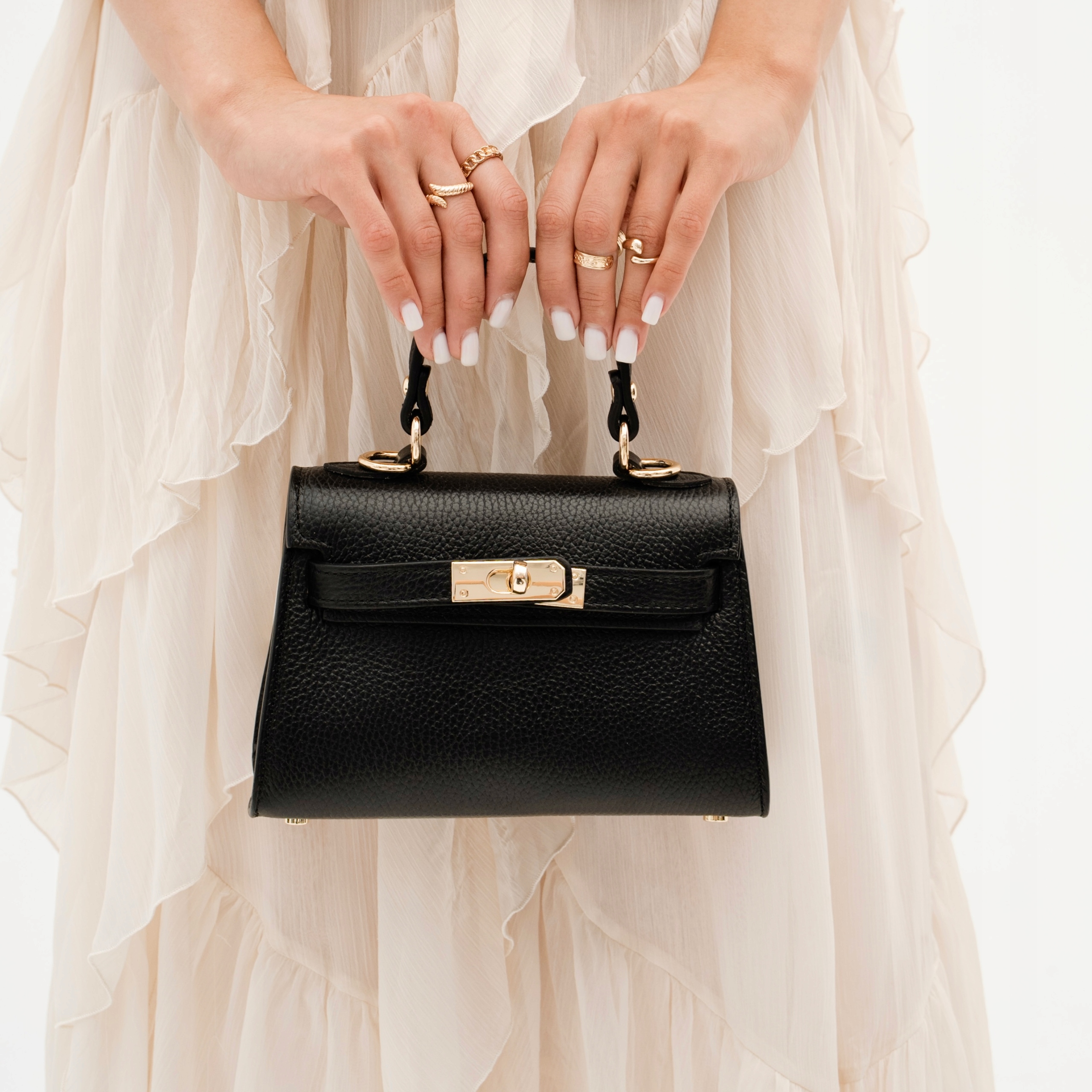 Elegantní dámská kabelka Kufřík Ester-M z přírodní kůže černá