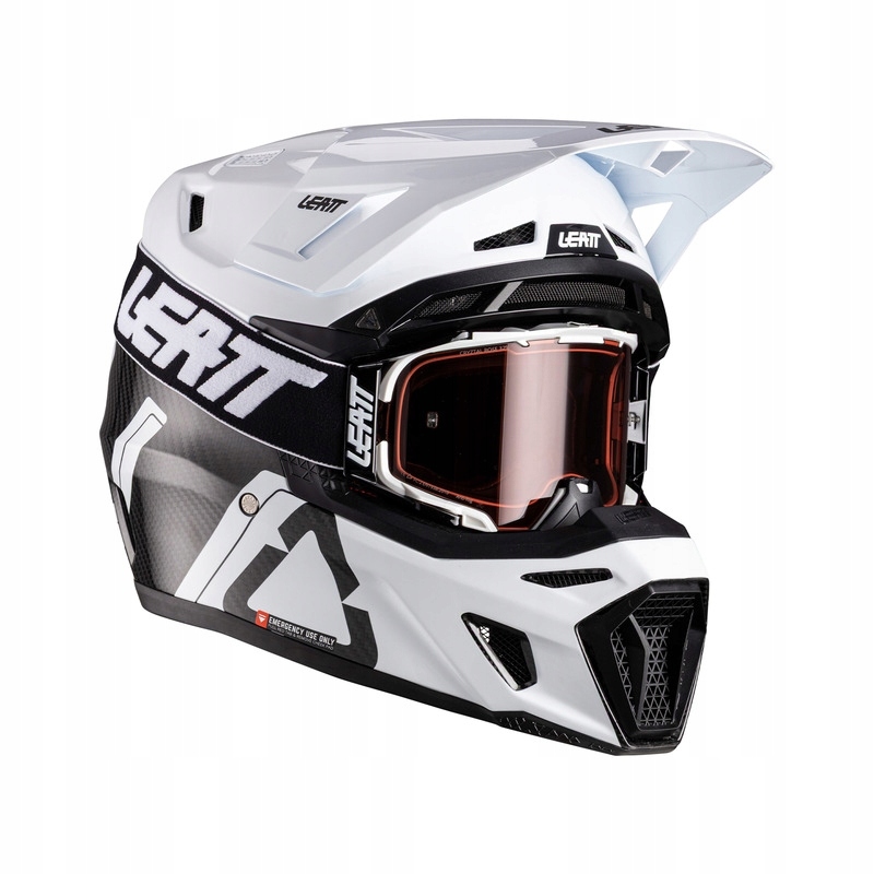 Motocyklová Prilba S Okuliarmi Leatt Kit Moto 9.5 Carbon White (M)