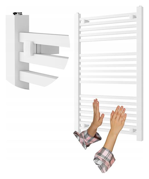 Biely Kúpeľňový Radiátor Rebríkový 100x60 cm Moderný Ohrievač Bergen