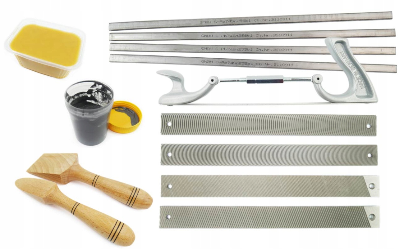 Sada na Cínování Velký Cín Pasta Vosk Špachtle 2ks Hebel Tarníky 4ks