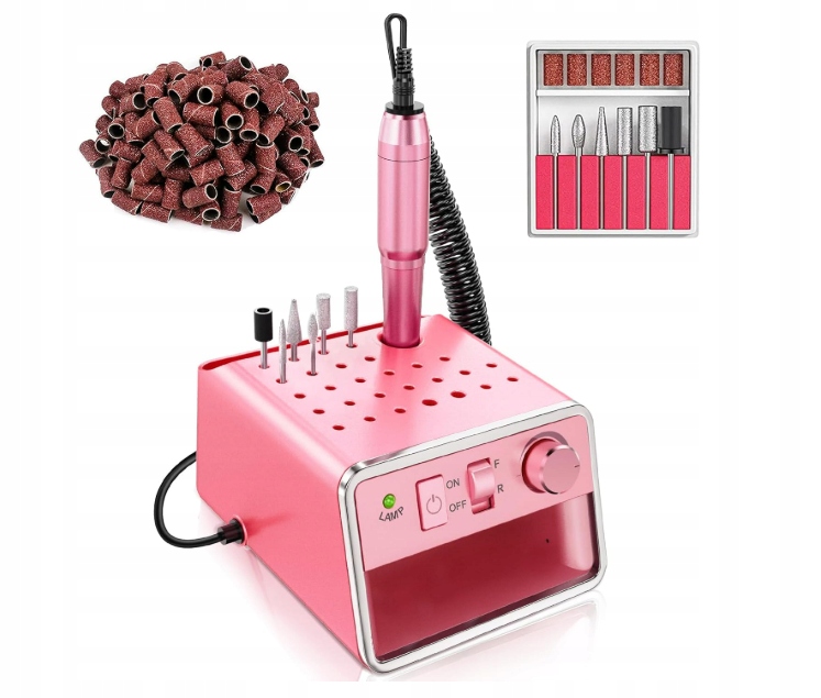 Bruska na nehty Alle's 20000 ot./min profesionální přenosná Usb růžová