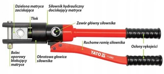YATO PRASKA RĘCZNA HYDRAULICZNA ZACISKARKA KABLI LIN 10-120mm2 YT-22860