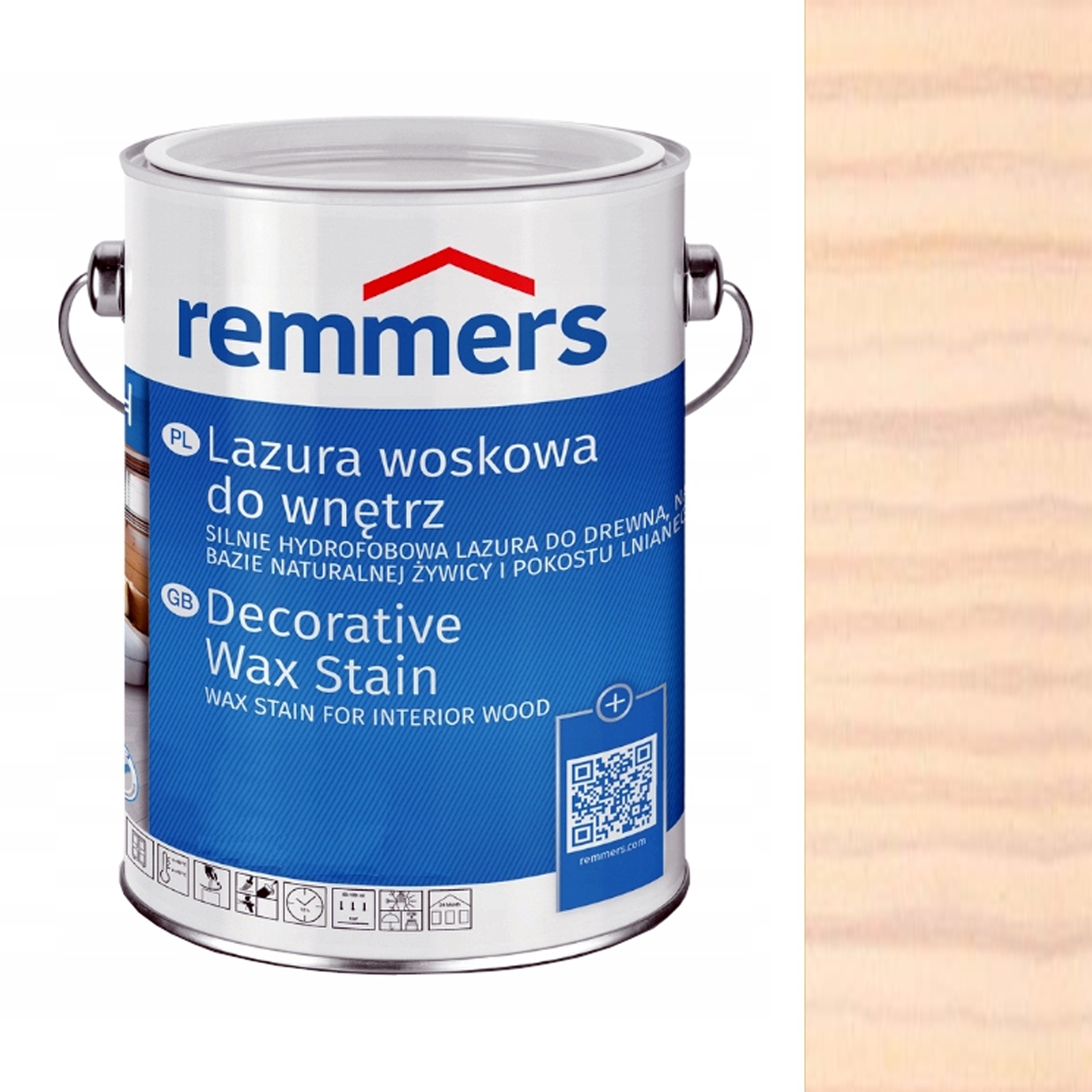 Lazura Woskowa Do Wnętrz Remmers Biały 0,75L